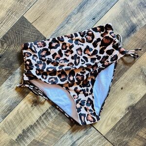 Leopard Print High-Waisted Bikini Bottom